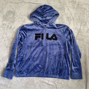 Fila Royal Blue Velour Zip-Up Hoodie Size XXL